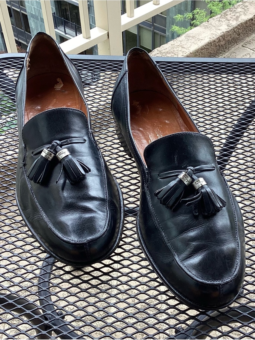 Salvatore Ferragamo Studio Black Leather Tassel Loafers Womens Size 9 D Italy